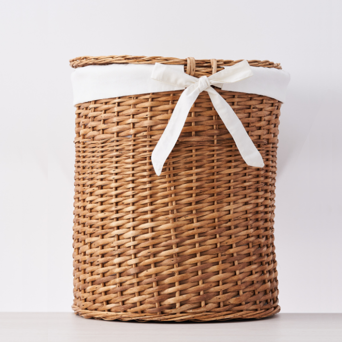 Cesto Tejido Premium Nogal con tapa y forro de Lona