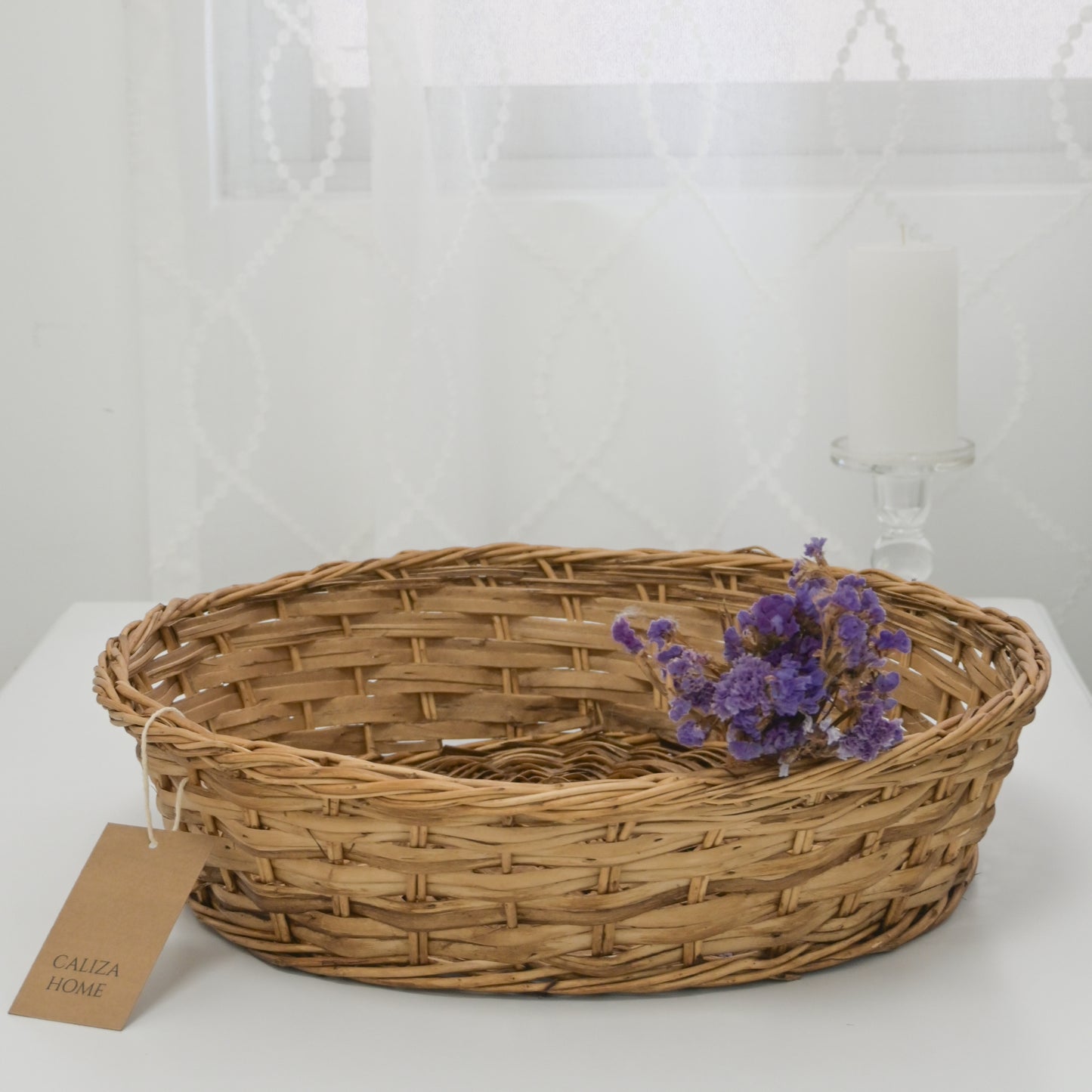 Canasta Circular Tejido Premium Nogal