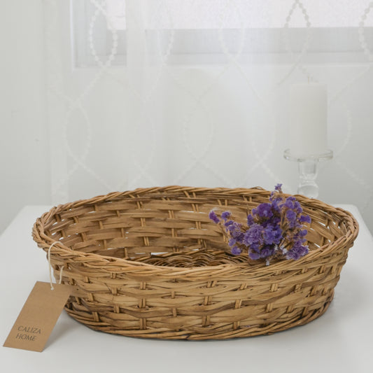 Canasta Circular Tejido Premium Nogal