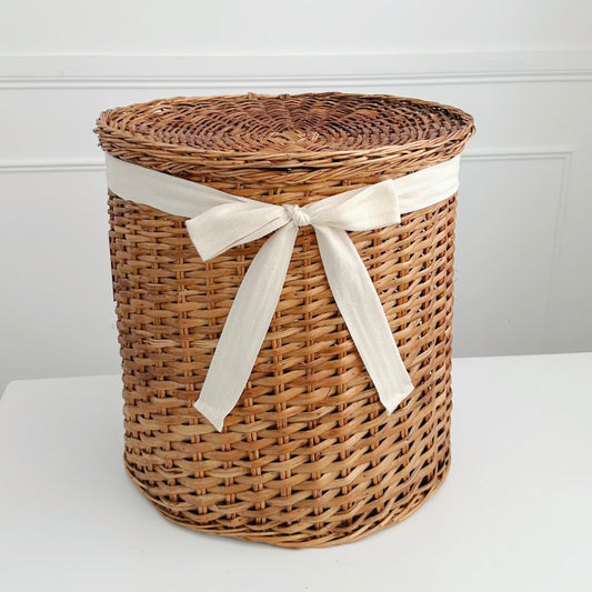 Cesto Tejido Premium XL Nogal con tapa y sin forro de lona