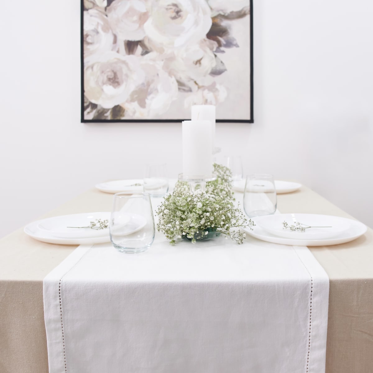 Camino de Mesa Algodón Blanco