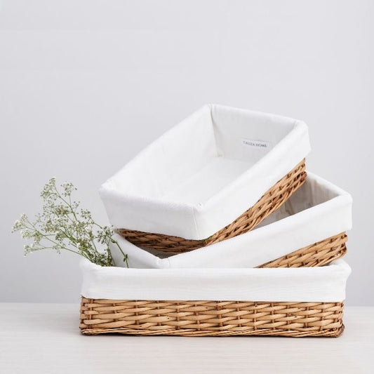 Canasta Tejida Premium Nogal con forro de lona
