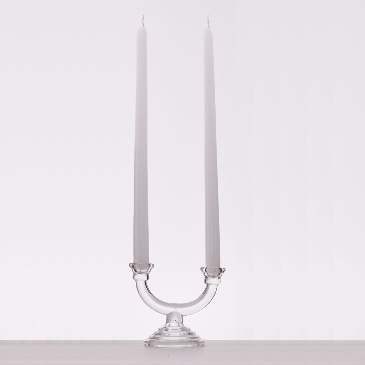 Candelabro de Vidrio para dos Velas Delgadas