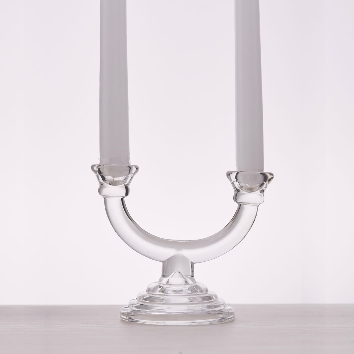 Candelabro de Vidrio para dos Velas Delgadas