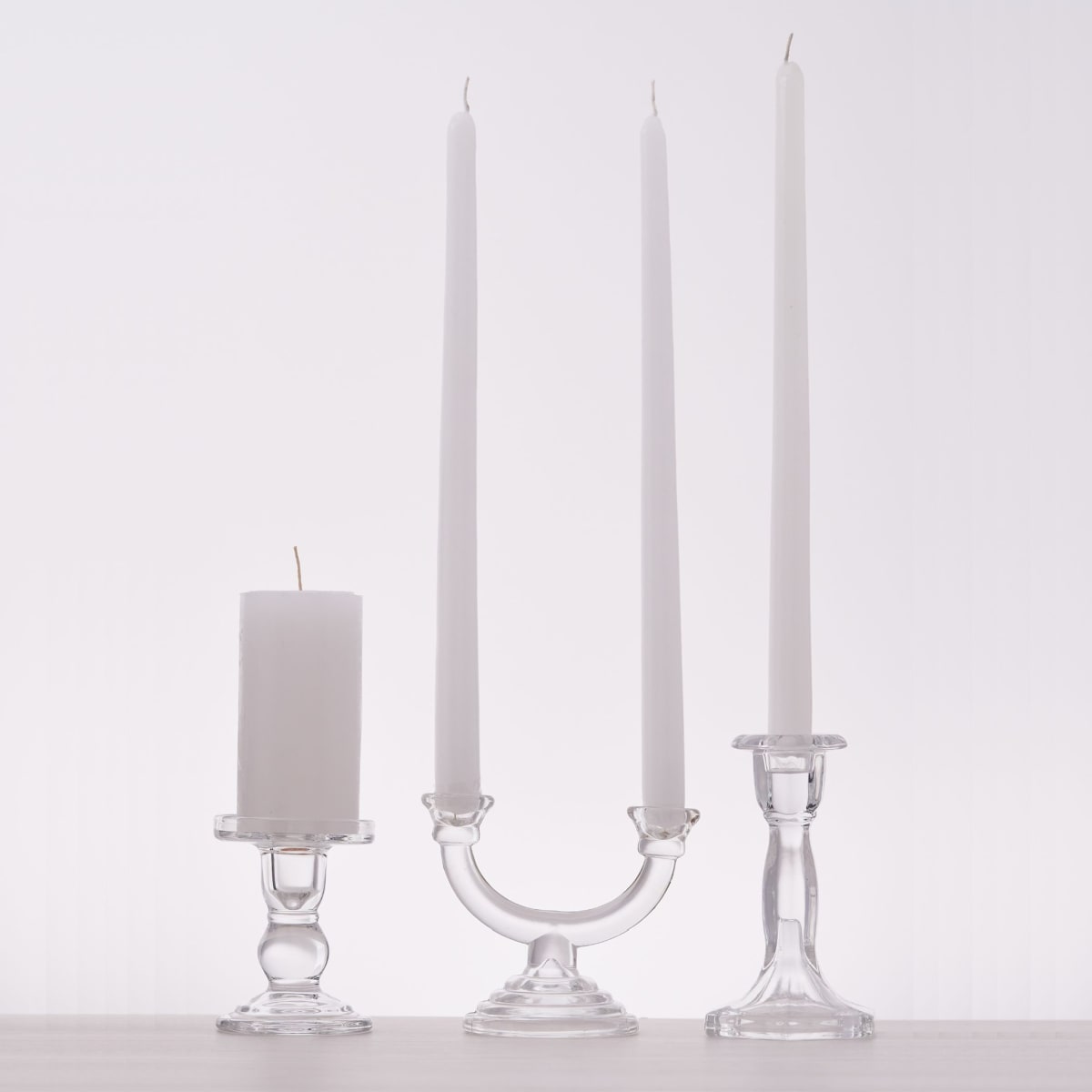 Candelabro de Vidrio para dos Velas Delgadas