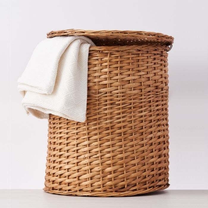 Cesto Tejido Premium Nogal con tapa y sin forro de lona