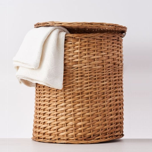 Cesto Tejido Premium Nogal con tapa y sin forro de lona