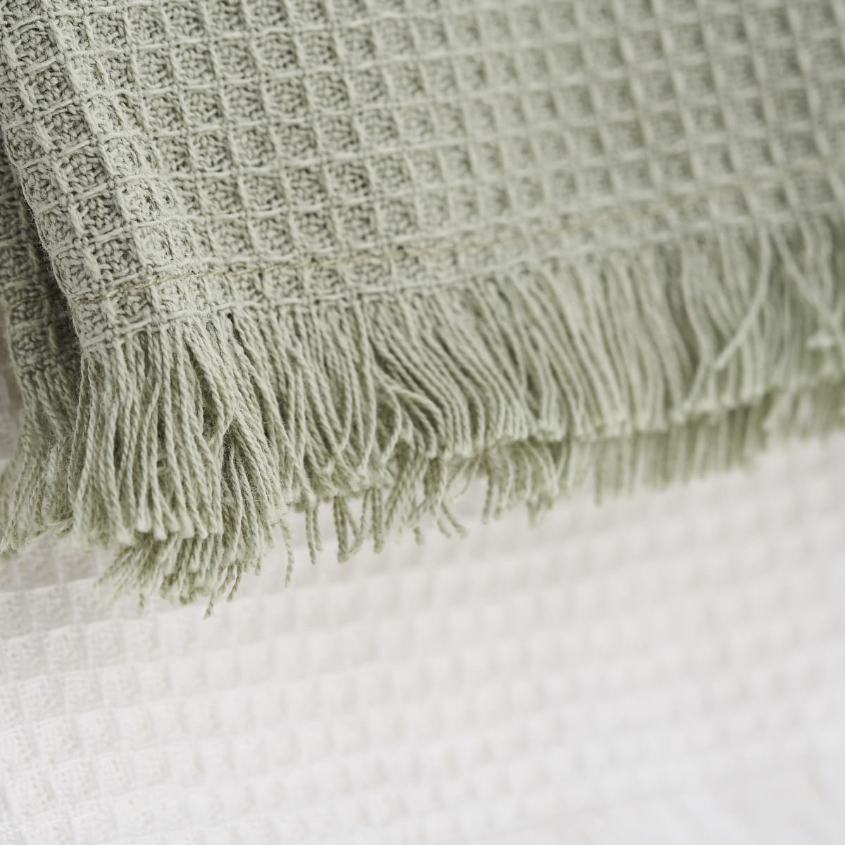 Secador Wafle Blanco y Verde con Flecos (Pack de Dos)