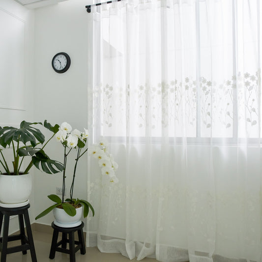 Cortina de Sala Modelo Gardenia Blanco (Pack de Dos)