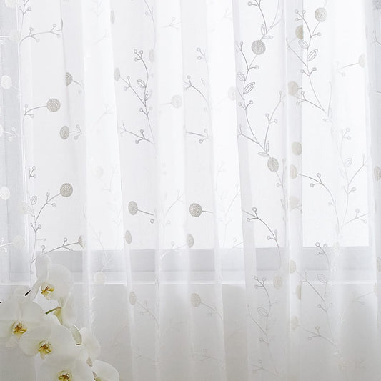 Cortina de Sala Modelo Pompón Blanco (Pack de Dos)